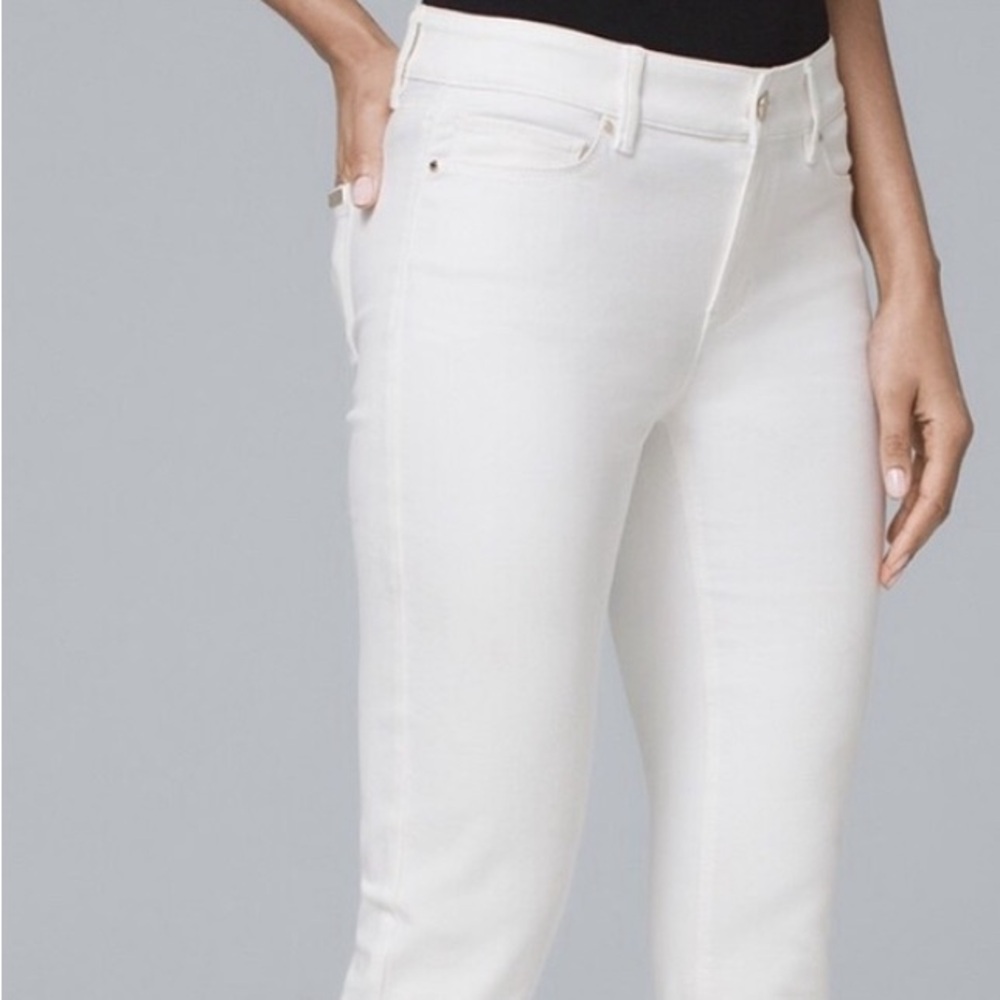 WHITE HOUSE BLACK MARKET Mid-Rise Skinny Jeans in White Size 2